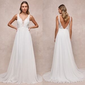 Lulus Luxe BridalForever Promised White Chiffon Embroidered Sequin Maxi Dress